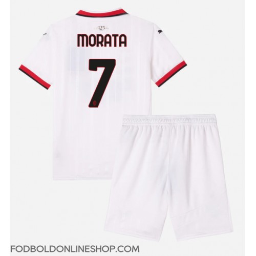 AC Milan Alvaro Morata #7 Udebane Trøje Børn 2024-25 Kortærmet (+ Korte bukser)